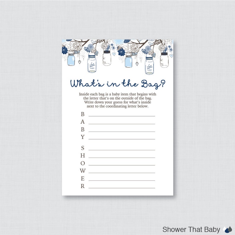 Mason Jar Baby Shower Bags Game Printable Guess What's Etsy