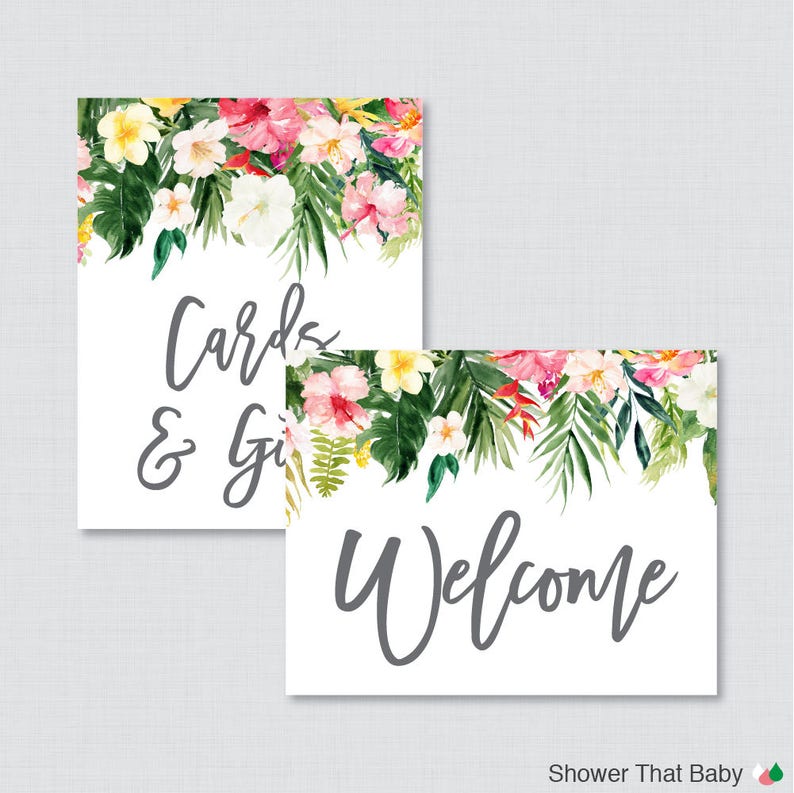 Printable Tropical Baby Shower Table Signs SIX Signs | Etsy