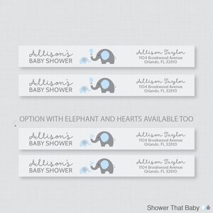 Blue Elephant Wraparound Return Address Labels Printed Elephant Baby ...
