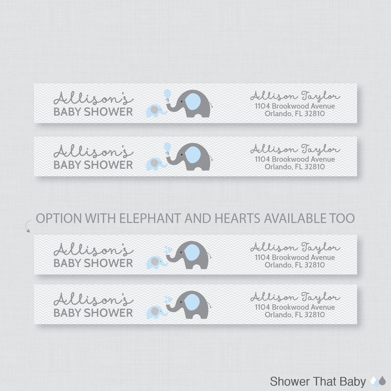 Blue Elephant Wraparound Return Address Labels Printed - Etsy