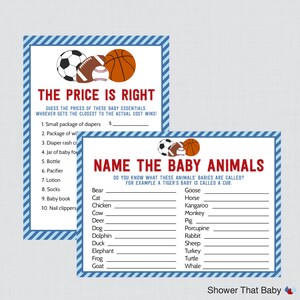 Sports Themed Baby Shower Games Package With Seven Printable Games ...