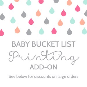 Printing Add-On for Baby Bucket List Cards and Sign