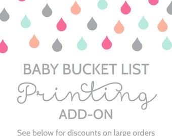 Printing Add-On for Baby Bucket List Cards and Sign