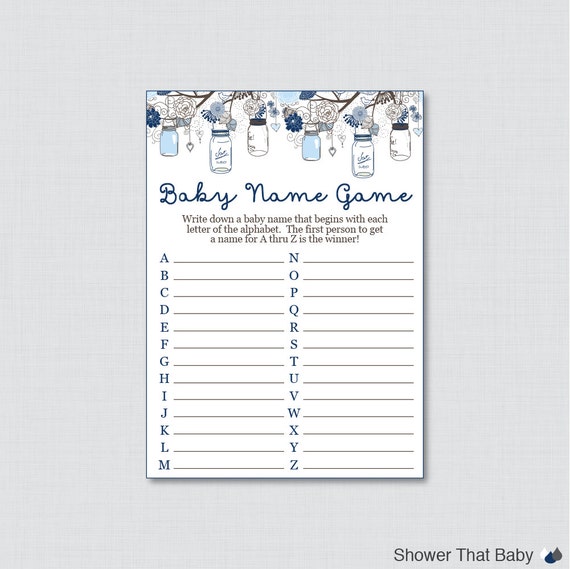 Navy and White Baby Shower Games Package download printables