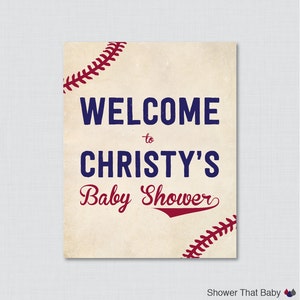 Baseball Baby Shower Welcome Sign Printable Personalized Shower Welcome Sign - Baseball Baby Shower Customized Sign - Vintage Baseball 0027