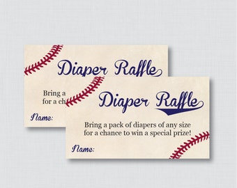 Baseball Baby Shower Diaper Raffle Tickets and Diaper Raffle Sign - Printable Vintage Baseball Diaper Raffle Cards and Sign - 0027