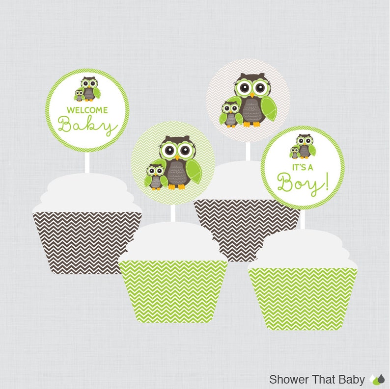Owl Baby Shower Cupcake Toppers Printable It's a Boy AND Etsy