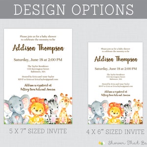 EDITABLE Safari Baby Shower Invitations - Printable Safari Animal Baby ...