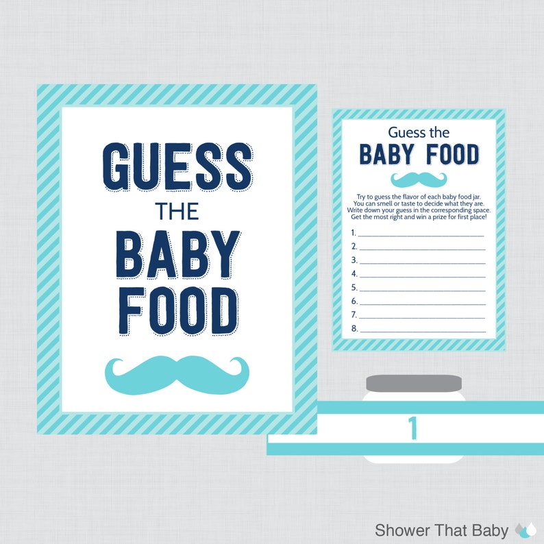 Mustache Baby Shower Guess The Baby Food Baby Shower Game Etsy
