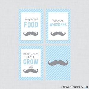 Printable Mustache Baby Shower Table Signs EIGHT Signs - Etsy