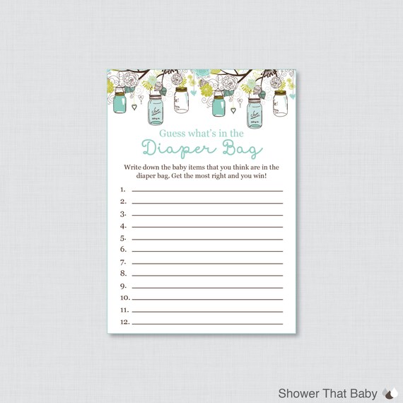 diaper bag guessing game