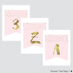 Printable Pink and Gold Baby Shower Banner - Faux Gold Foil ...