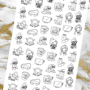 Cute Girl Cindy - AM Routine Planner Stickers - Planner Stickers, Character Stickers, Girl Stickers, Girl