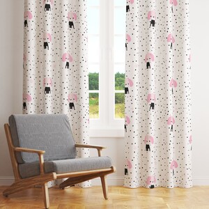 Girls Curtains Blackout Pink Doggy, Girls  Bedroom Curtains, Baby Girls Nursery Window Panels, Nursery Window Coverings, Baby Girls Curtains