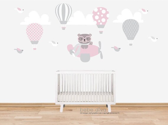 Hot Air Balloon Wall Decal Kid Transport Wall Decal Wall Decals Nursery Balloon Kids Wall Decal REUSABLE Nursery Wall Decal Airplane