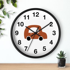 Boys Wall Clock Transport Red Car, Nursery Wall Clock Silent, Children Wall Clock No Ticking, Nursery Wall Decor, Boys Clock, Boys Baby Gift