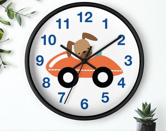 Boys Transport Wall Clock, Boys Car Wall Clock, Nursery Wall Clock, Nursery Decor, Kids Wall Clock, Nursery Art,Boys Room Decor