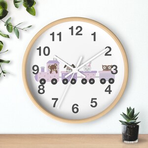 Train Wall Clock, Nursery Wall Clock, Nursery Decor, Girl Baby Shower Gift, Kids Wall Clock, Girls Room Wall Decor, Baby Boy