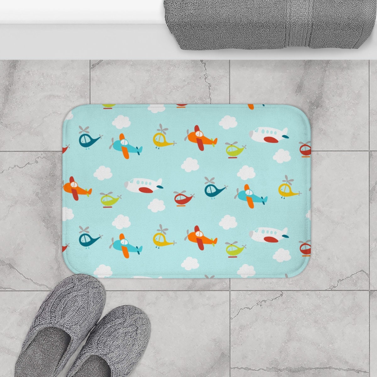 Airplanes Kids Bath Mat Boys Bath Mat Airplane Decor Kids | Etsy