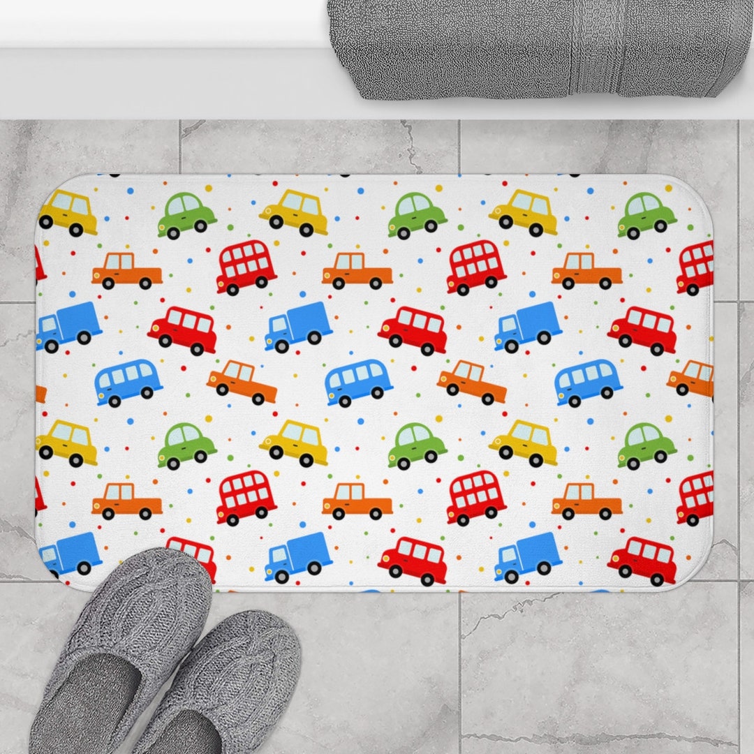 Boys Bath Mat Transportation Boys Bathroom Decor Boys Shower Etsy