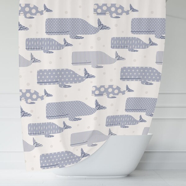 Whale Shower Curtain Etsy