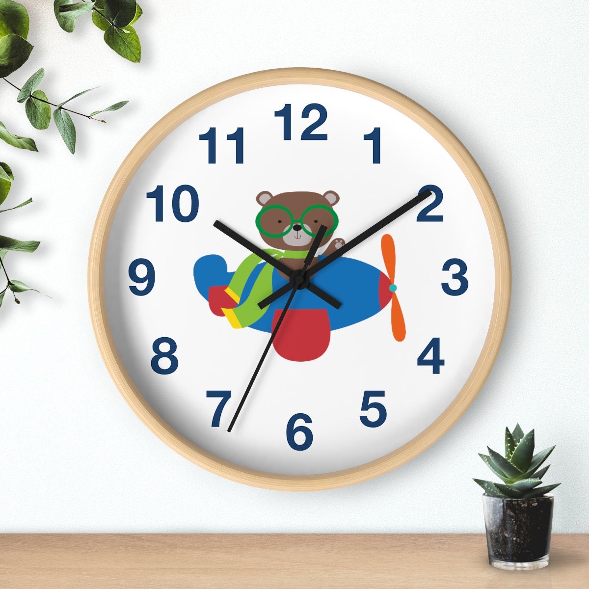 Details about   Kids Room Decor Clocks Cartoon Fun Nursery Plane AIRPLANE FLYING KIDS CLOCK 3001 