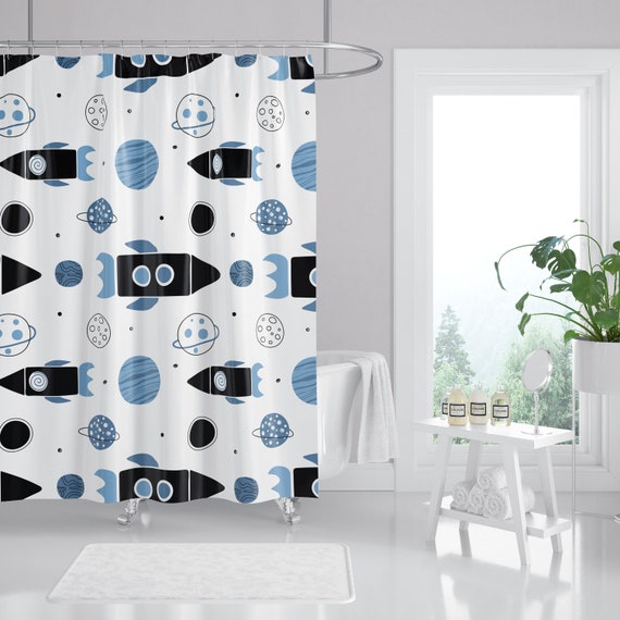 Outer Space Shower Curtain Kids Boys Outer Space Shower Curtain Kids, Boy Bathroom Shower Curtains