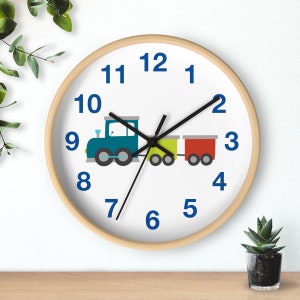 Boys Wall Clock Transport Train, Nursery Wall Clock Silent, Children Wall Clock No Ticking, Nursery Wall Decor, Boys Clock, Boys Baby Gift
