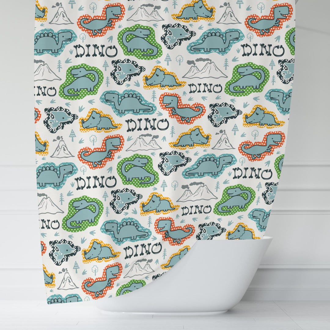 Boys Shower Curtain Dinosaurs, Boys Bathroom Decor and Accessories