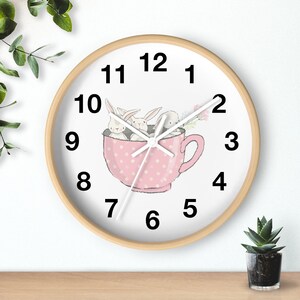 Bunny Wall Clock, Girls Clock, Nursery Wall Clock, Nursery Decor, Kids Wall Clock, Girls Bedroom Decor, Girls Wall Décor, Baby Gift
