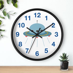 Outer Space Wall Clock Boys, Boys Nursery Clock, Kids Clock, Boys Bedroom Decor, Nursery Wall Clock, Nursery Decor, Nursery Art