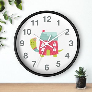 Girls Wall Clock Turtle, Kids Wall Clock, Wall Clock Nursery, Girls Wall Clock, Personalized Wall Clock, Nursery Wall Clock, Children Clock