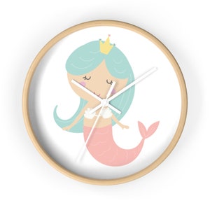 Mermaid Wall Clock, Girls Wall Clock, Girls Bedroom Decor, Nursery Wall Clock, Nursery Decor, Kids Wall Clock, Girls Wall Décor, Baby Gift