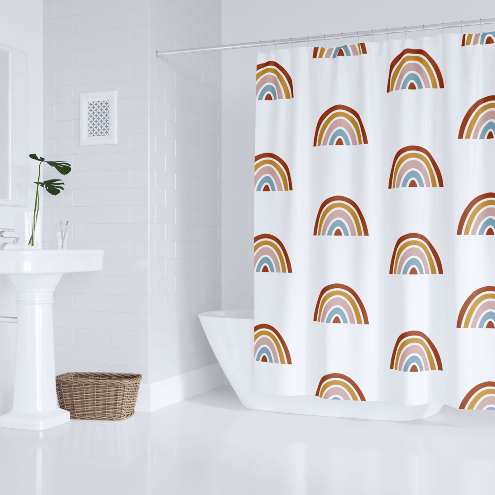 Rainbow Kids Shower Curtain Unisex Neutral Shower Curtain Etsy