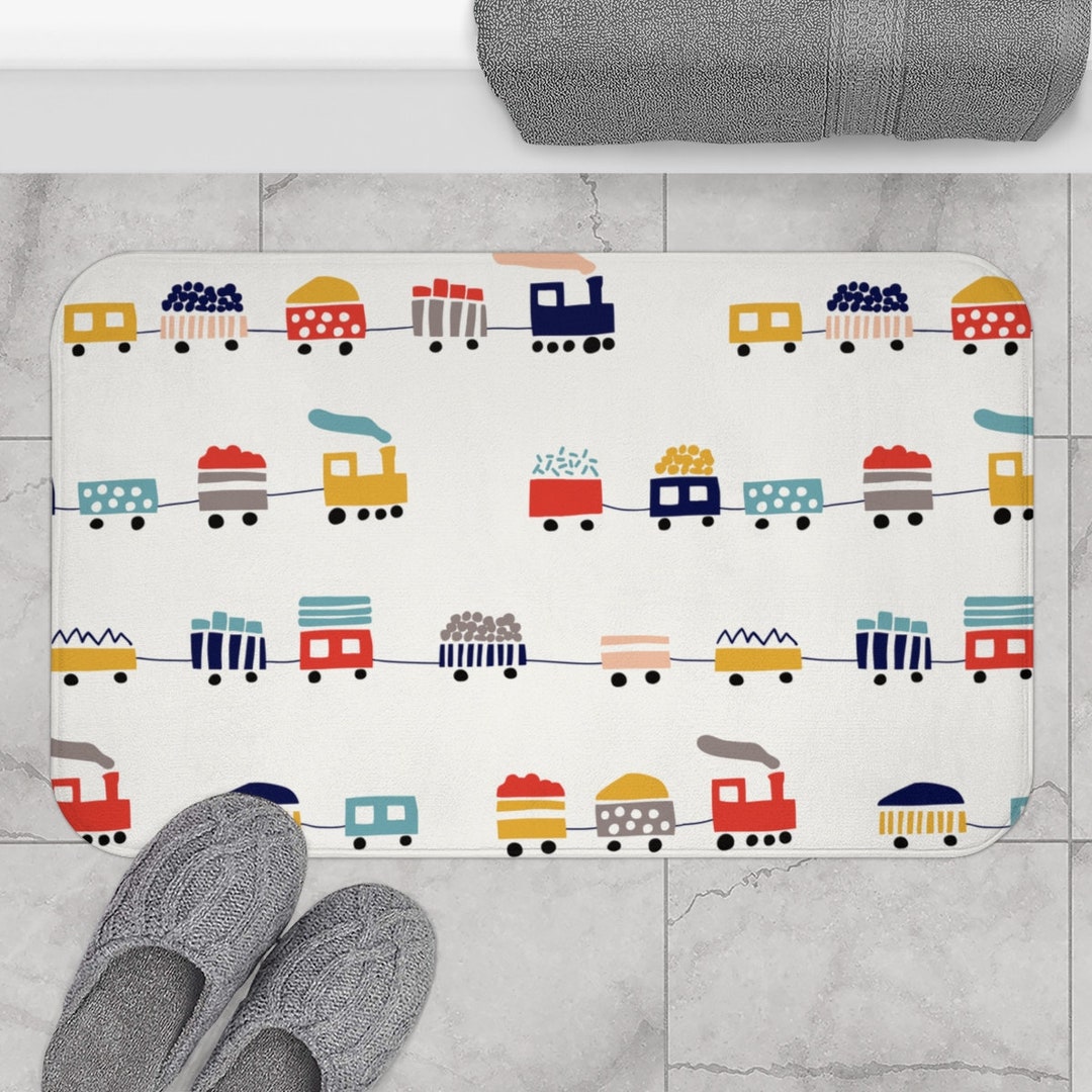 Boys Bath Mat Transport Train, Boys Bathroom Decor and Accessories ...