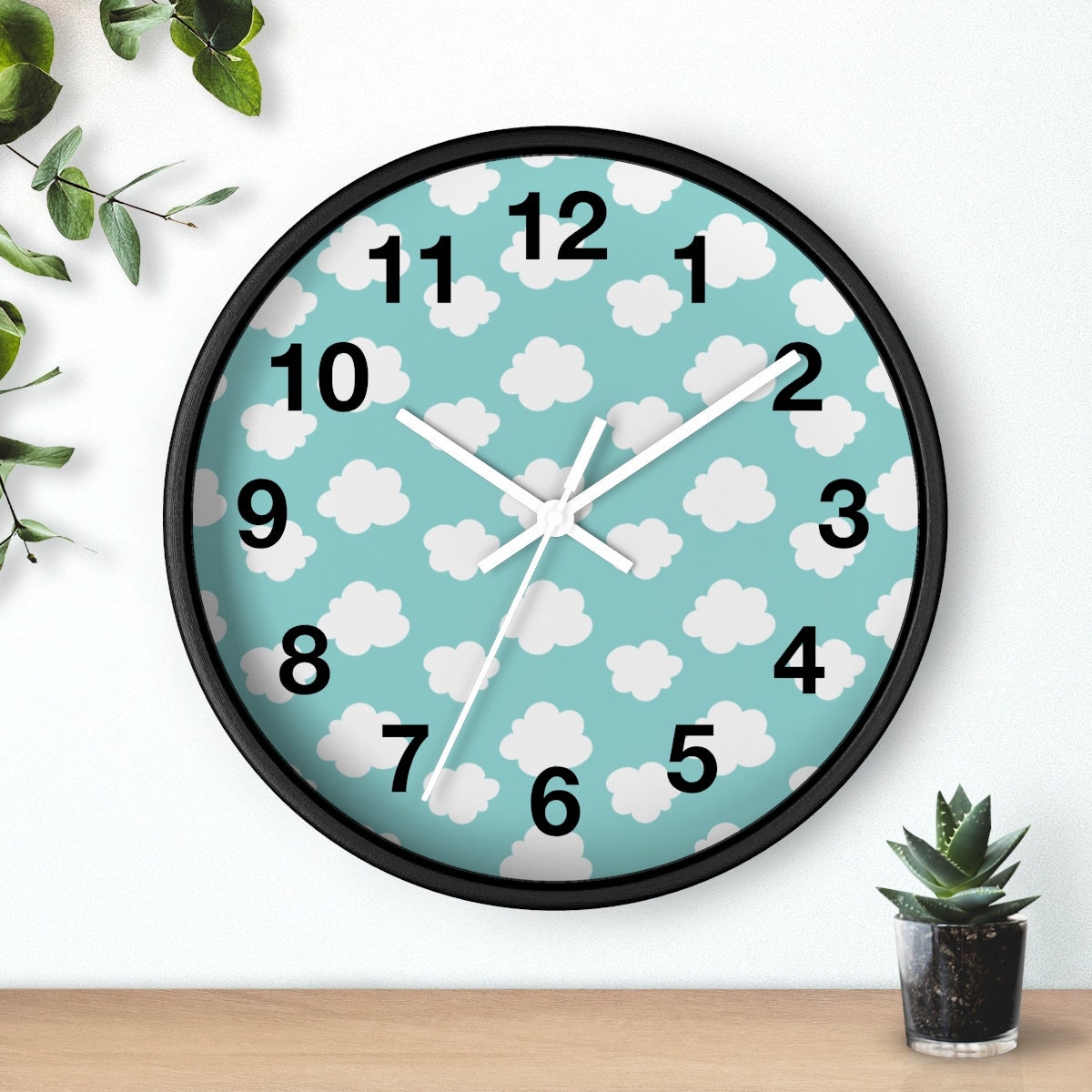 Cloud Wall Clock Kids Wall Clock Neutral Bedroom Decor Etsy