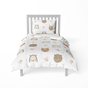 Kids Duvet Set Cute Animals Gender Neutral, Kids Duvet Cover, Big Kid Bed, Kids Pillow Sham, Toddler Bedding Set, Nursery Bedding, Baby Gift