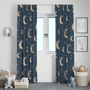 Kids Curtains Blackout Sleeping Moon Stars, Kids Bedroom Curtains, Kids ...
