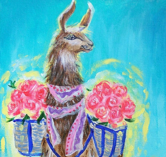 varnish diy acrylic Etsy Nursery painting flowers Llama original with decor acrylic varnish diy acrylic Etsy Nursery painting flowers Llama original with decor acrylic