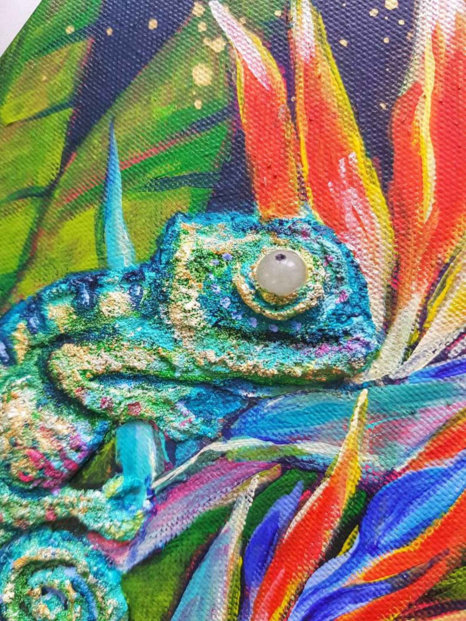 Nursery decor chameleon original acrylic painting on canvas | Etsy