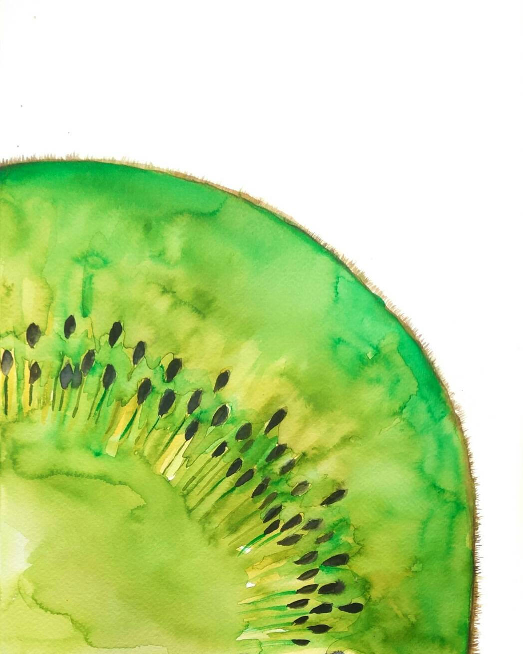 Kiwi fruit original watercolor painting kitchen decor kiwi art Etsy