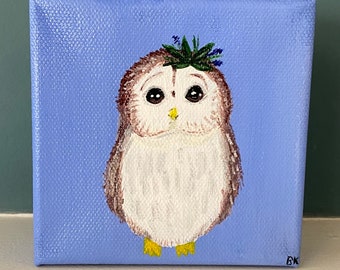 Owl painting with flower crown