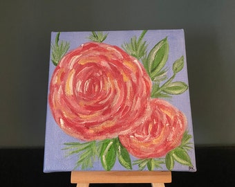 Pintura de rosas sobre lienzo.