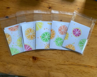Cartões comemorativos em aquarela de frutas cítricas
