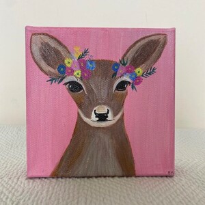 Flowered Fawn Painting