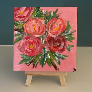 Spring roses on canvas