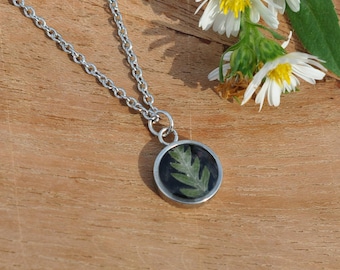 Fern Necklace, Tiny Necklace, Real Pressed Fern Necklace, Preserved Fern, Dried Fern, Tiny Leaf Necklace, Nature Lover, Whimsical Necklace