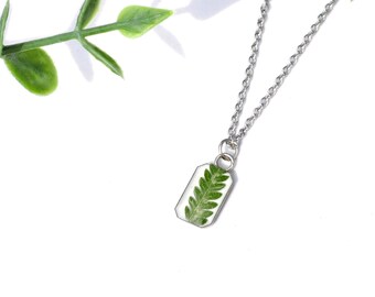 Fern Necklace, Tiny Necklace, Real Pressed Fern Necklace, Preserved Fern, Dried Fern, Tiny Leaf Necklace, Nature Lover, Whimsical Necklace