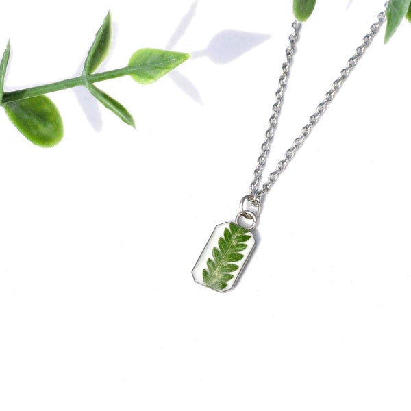 Fern Necklace, Tiny Necklace, Real Pressed Fern Necklace, Preserved Fern, Dried Fern, Tiny Leaf Necklace, Nature Lover, Whimsical Necklace