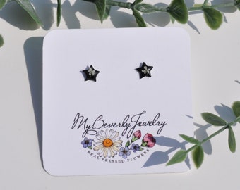 Real Pressed Flower Earrings/ Flower Stud Earrings/ Cute Earrings/ Wildflower Earrings/ Dried Flower Earrings/ Whimsical Earrings/ Star Stud